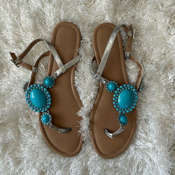BCBGeneration turquoise sandals boho 9 - Picture 2 of 6